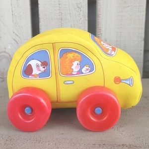 Vintage 1982 American Greetings Baby's First Car Yellow Softtouch Plastic Wheels